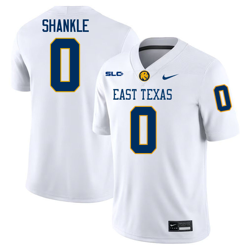 East Texas A&M Lions #0 KJ Shankle College Football Jerseys,Uniforms-White